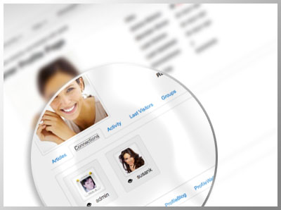 Users can manage their connections and get a profile gallery app to share their photos.