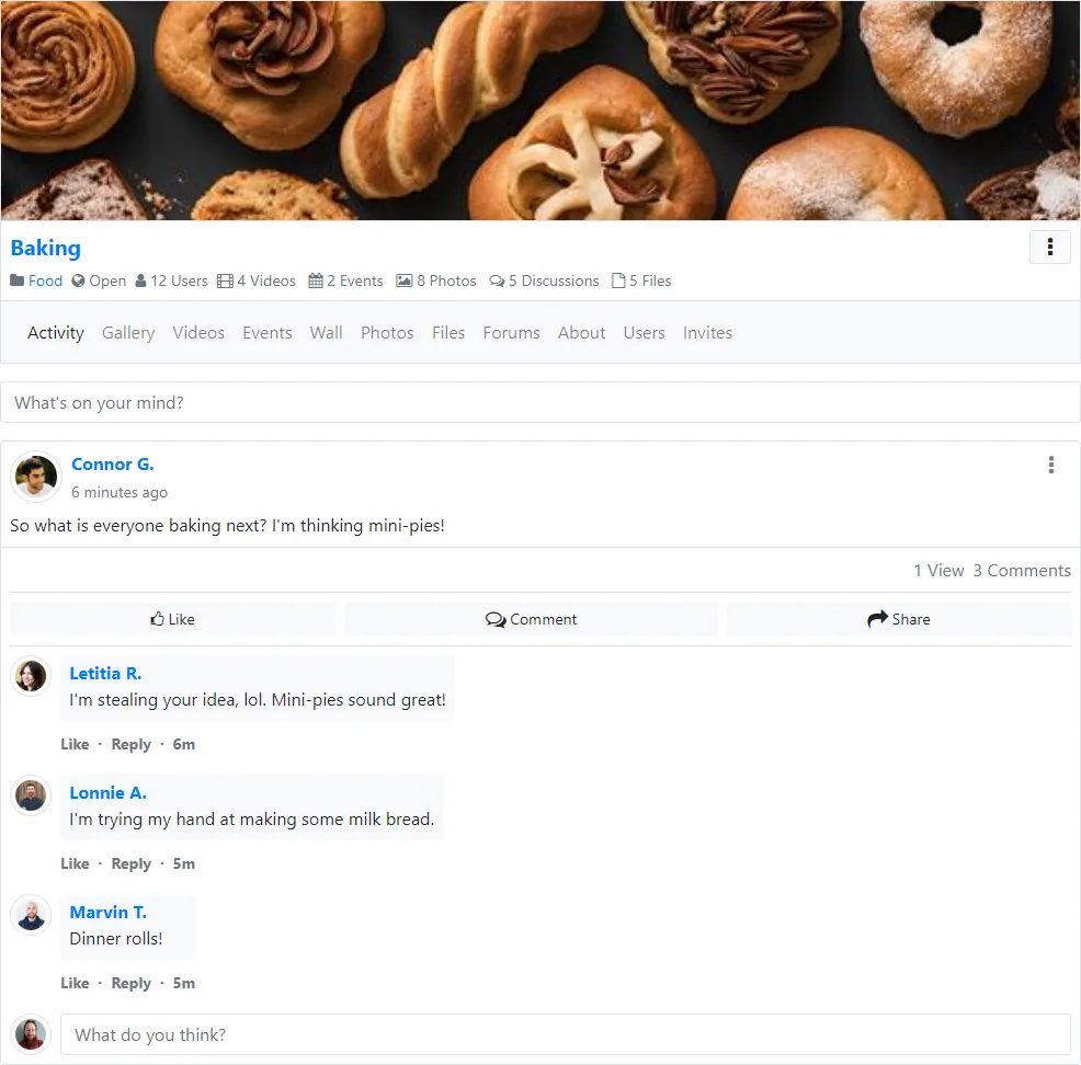 Screenshot of a CB GroupJive discussion wall