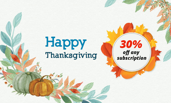 Happy ThanksGiving with 30% off