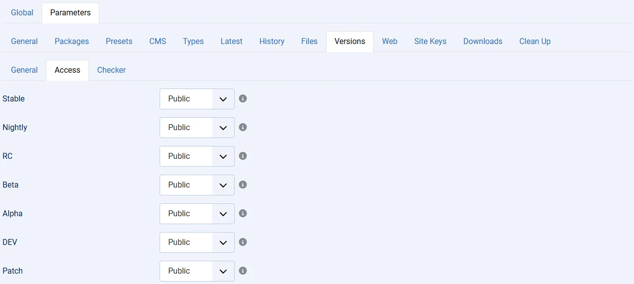 version access configuration
