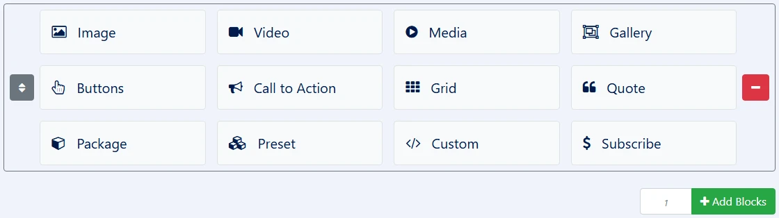 package edit page blocks