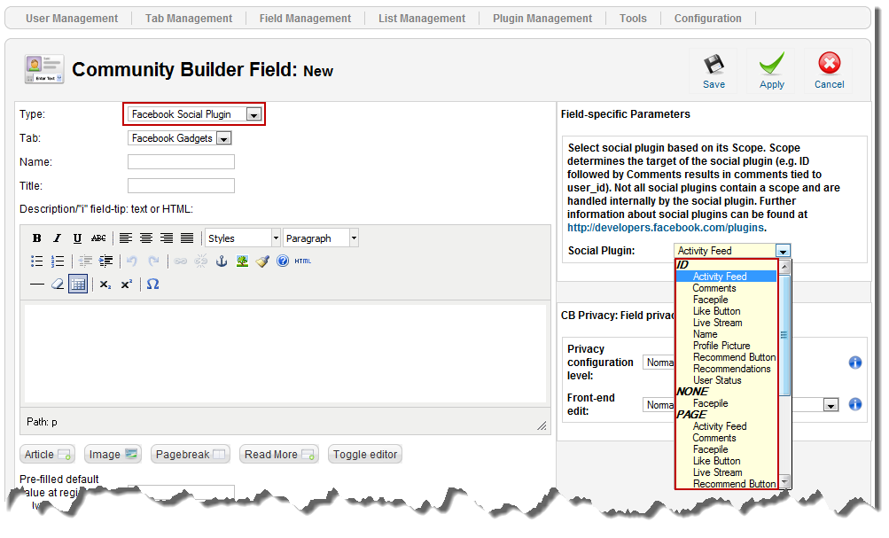 Social Plugin Field Social Plugin Field