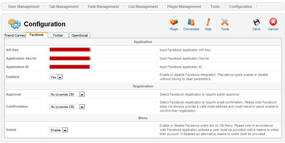 Facebook Configuration Facebook Configuration